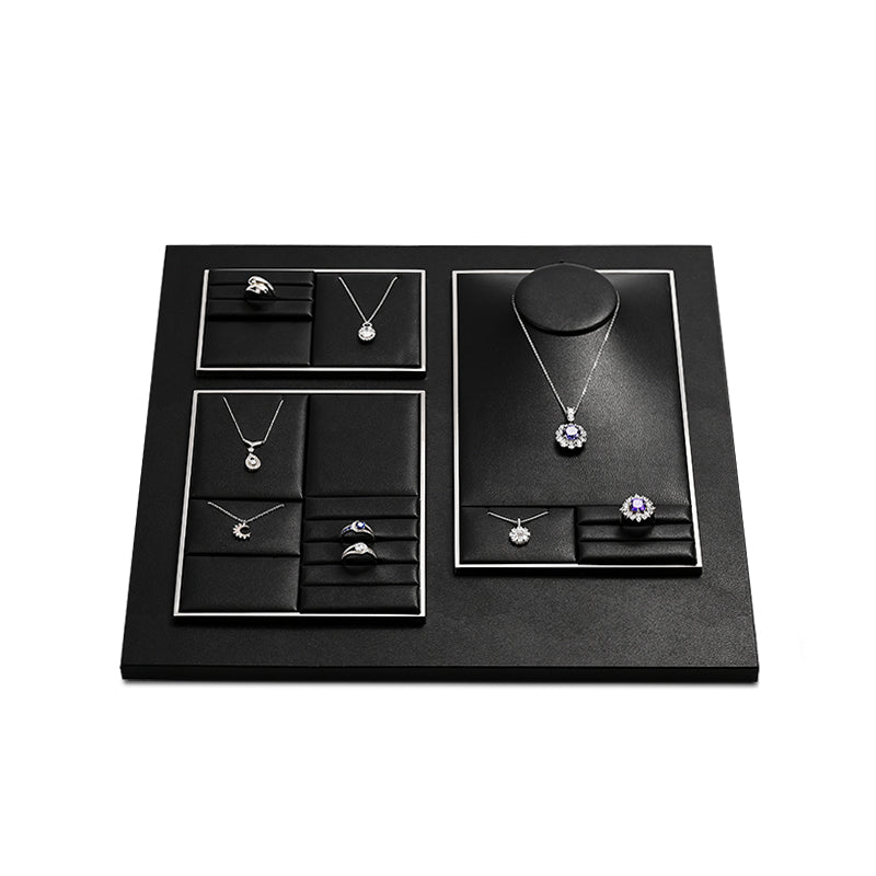 Black PU Leather Metal Jewelry Display Stand