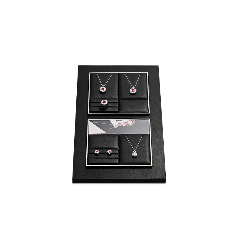 Black PU Leather Metal Jewelry Display Stand