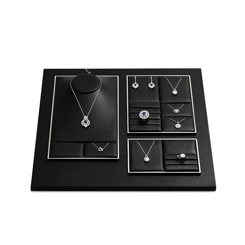 Black PU Leather Metal Jewelry Display Stand