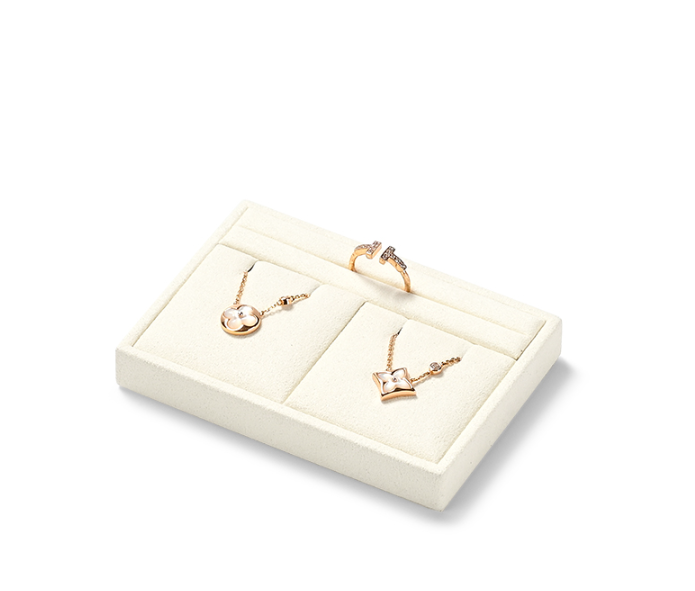 Beige Microfiber Jewelry Display Stand