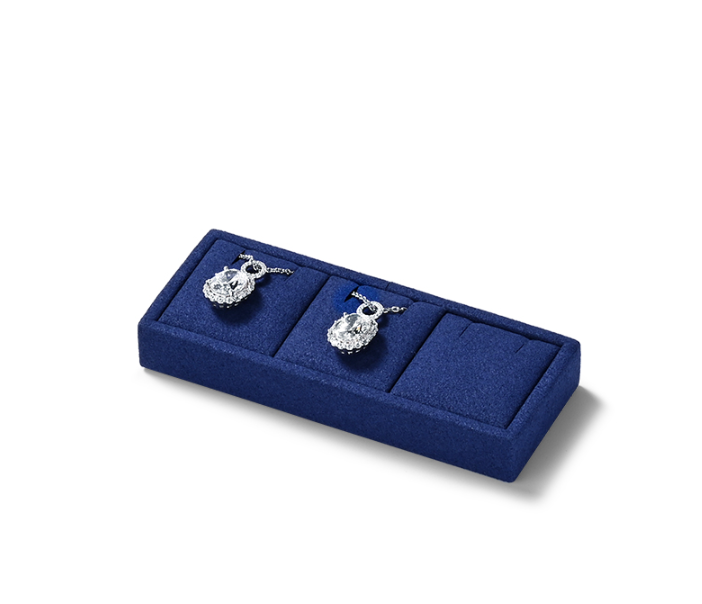 Blue Microfiber Wooden Jewelry Display Set