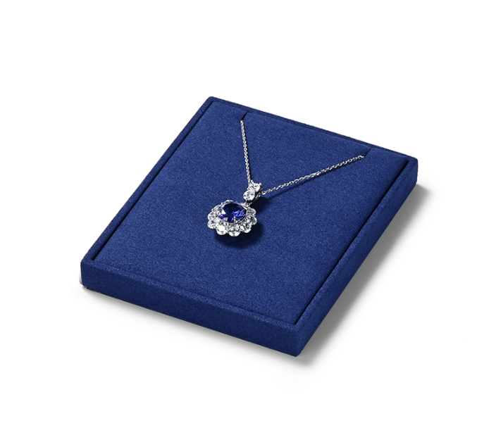 Blue Microfiber Wooden Jewelry Display Set