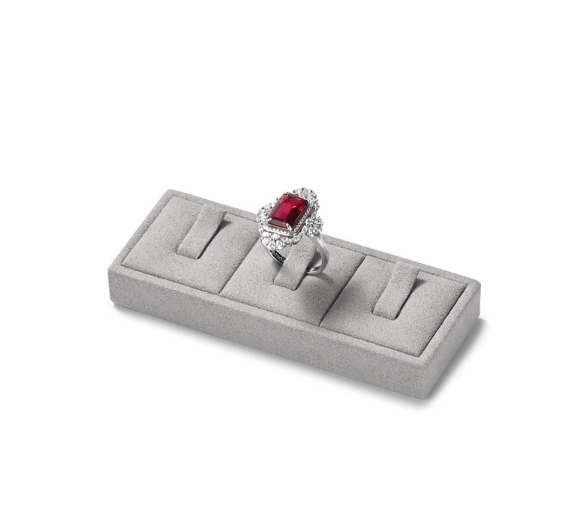 Gray Microfiber Wooden Jewelry Display Set