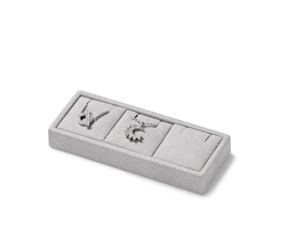 Gray Microfiber Wooden Jewelry Display Set