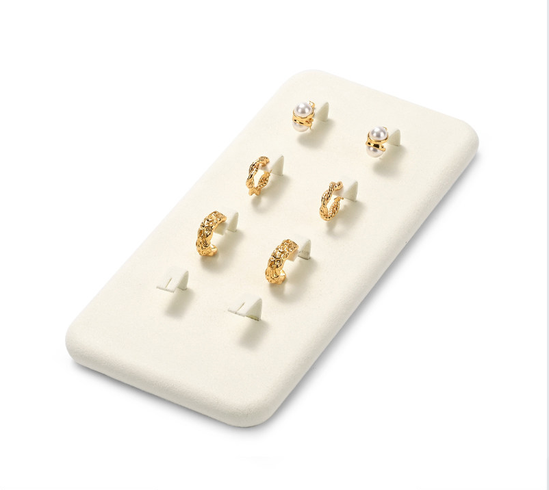Beige Microfiber Jewelry Display Set