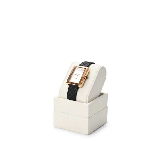 Off-White Microfiber Metal Watch Display Stand