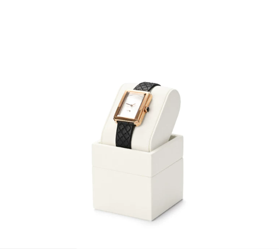 Off-White Microfiber Metal Watch Display Stand