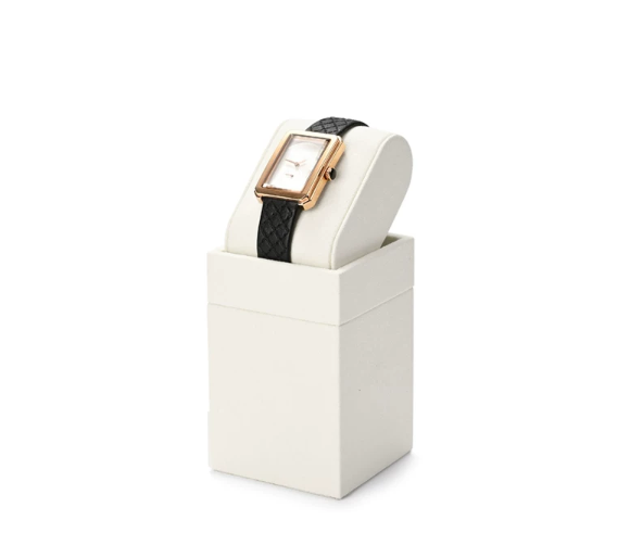 Off-White Microfiber Metal Watch Display Stand