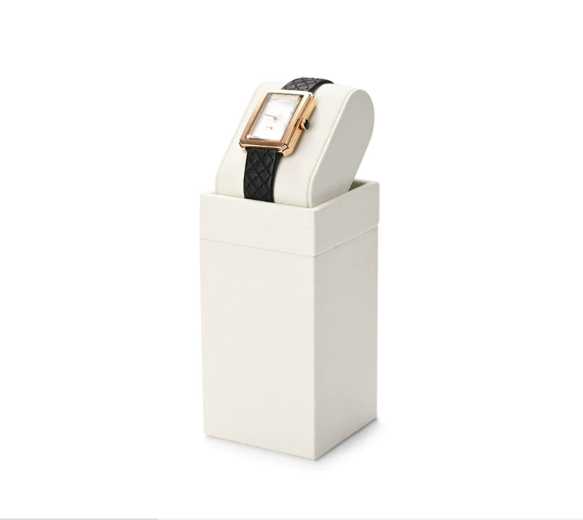 Off-White Microfiber Metal Watch Display Stand
