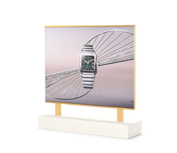 Off-White Microfiber Metal Watch Display Stand