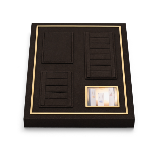 Brown Microfiber Metal Jewelry Display Stand