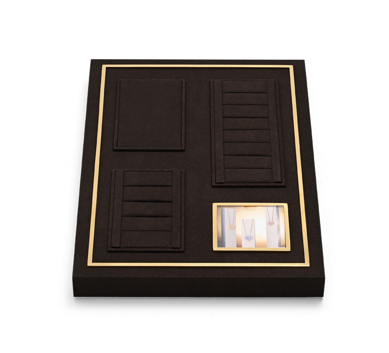 Brown Microfiber Metal Jewelry Display Stand