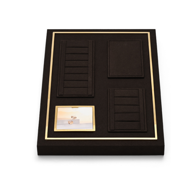 Brown Microfiber Metal Jewelry Display Stand