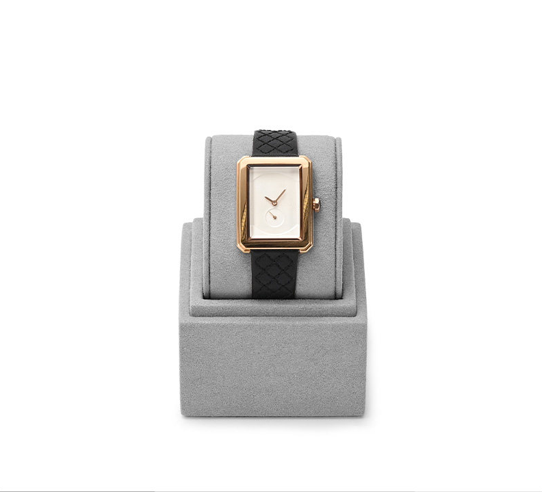 Gray Microfiber Metal Watch Display Set