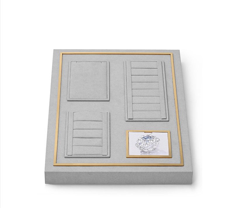 Gray Microfiber Metal Watch Display Set