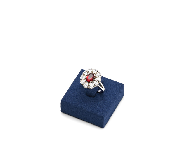 Blue Microfiber Metal Ring Display Stand