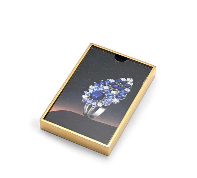 Blue Microfiber Metal Ring Display Stand
