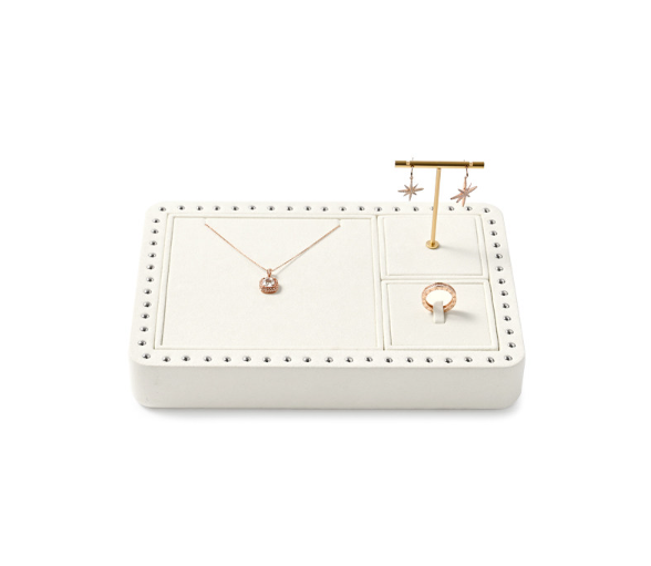 Cream Microfiber Jewelry Display Set