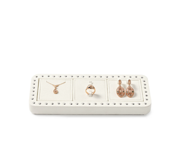 Cream Microfiber Jewelry Display Set