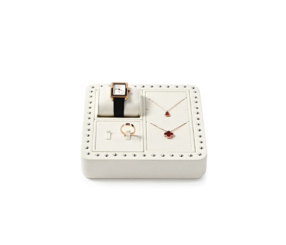 Cream Microfiber Jewelry Display Set