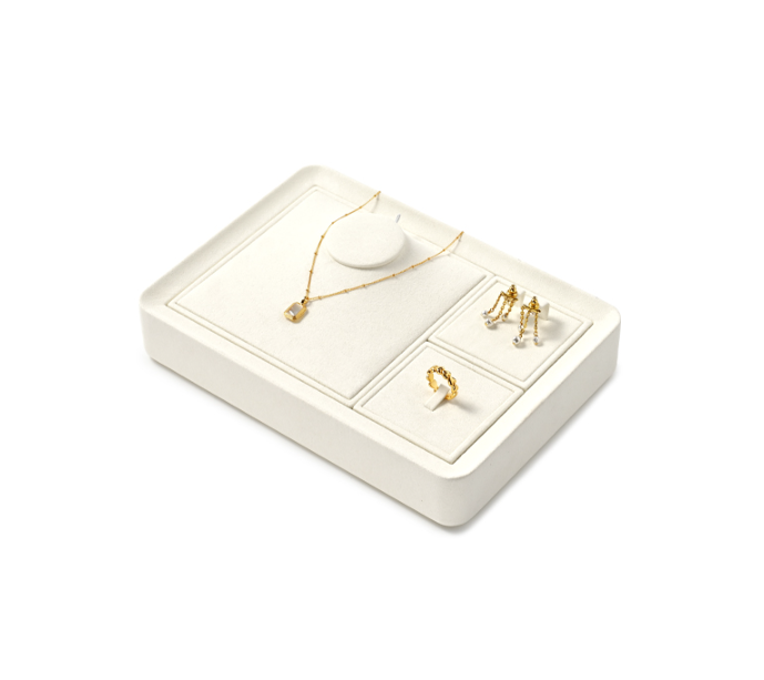 Cream Microfiber Jewelry Display Stand