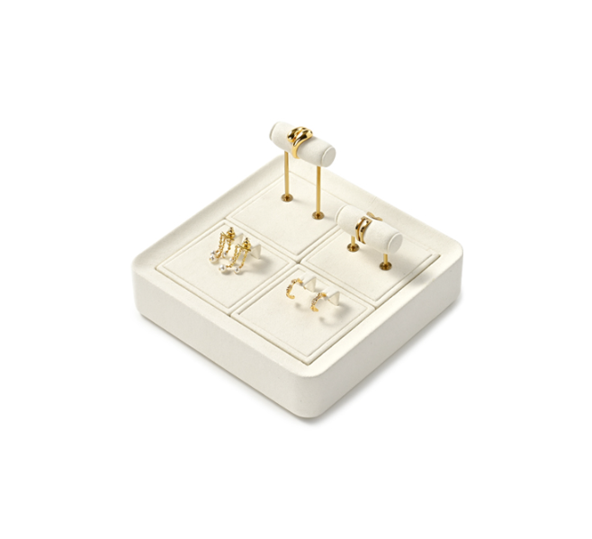 Cream Microfiber Jewelry Display Stand