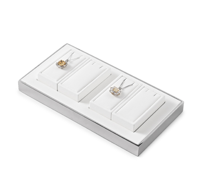 White PU Leather Necklace Display Stand