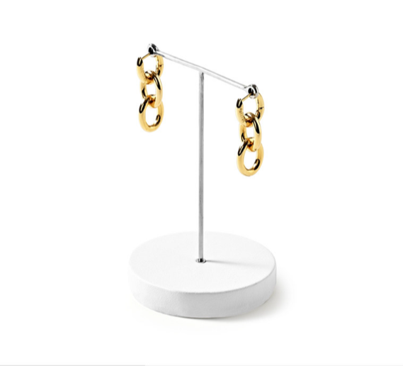 White Leather Jewelry Display Stand