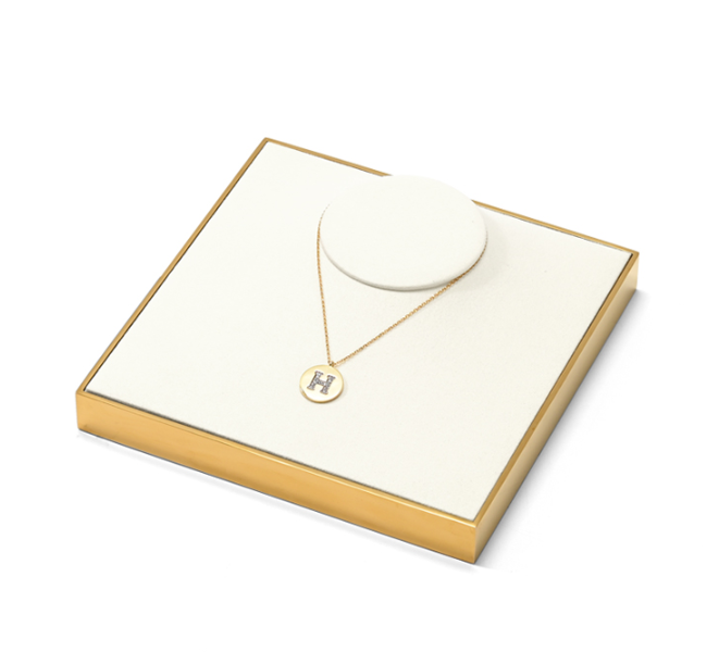 Beige Microfiber Jewelry Display Stand