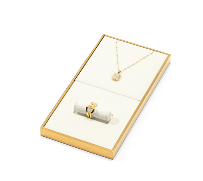 Beige Microfiber Jewelry Display Stand