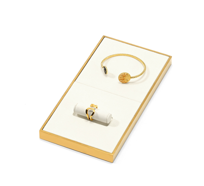 Beige Microfiber Jewelry Display Stand