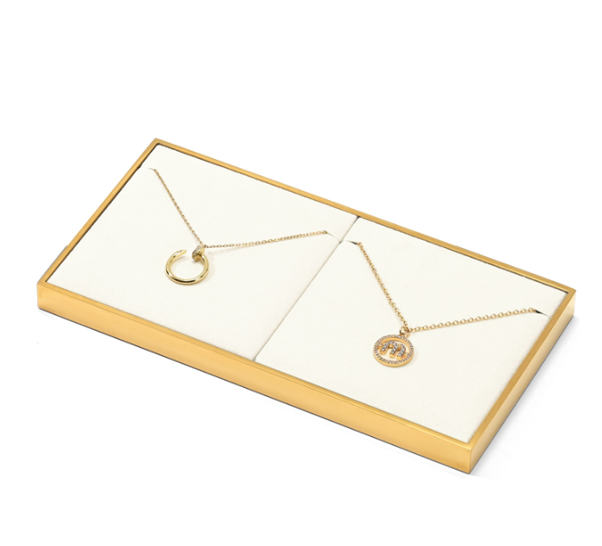 Beige Microfiber Jewelry Display Stand