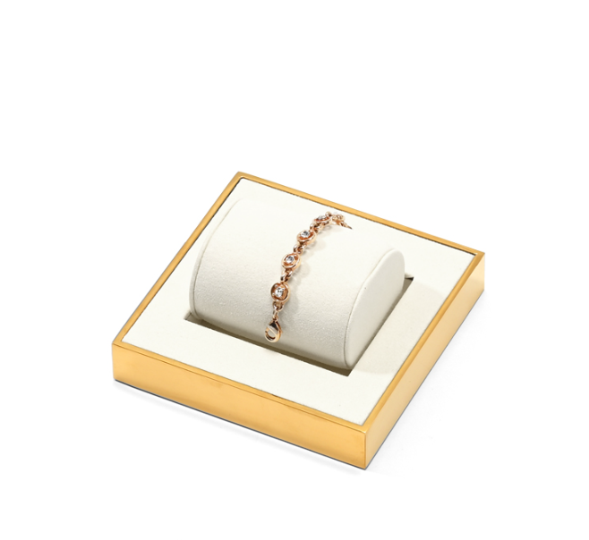 Beige Microfiber Jewelry Display Stand