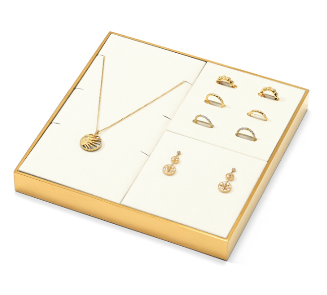 Beige Microfiber Jewelry Display Stand