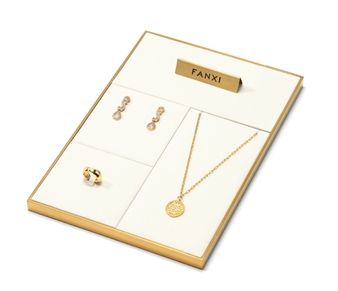 Beige Microfiber Jewelry Display Stand