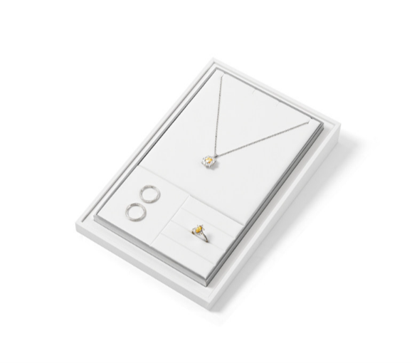 White Leather Jewelry Display Stand