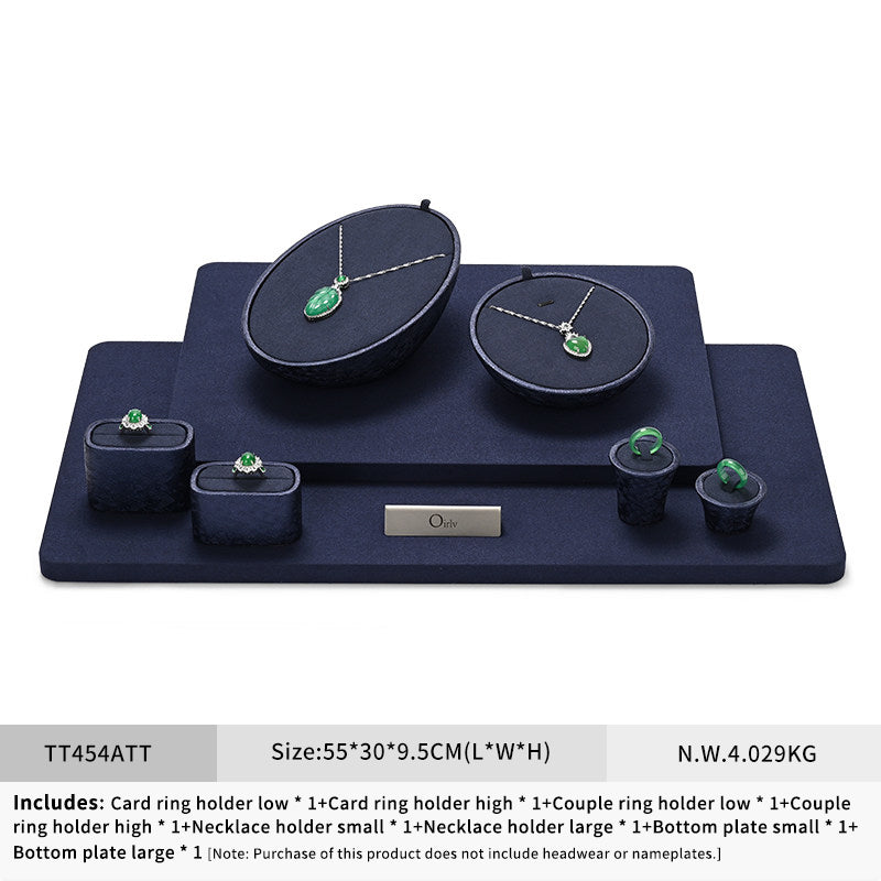 Blue Leather Microfiber Jewelry Display Set