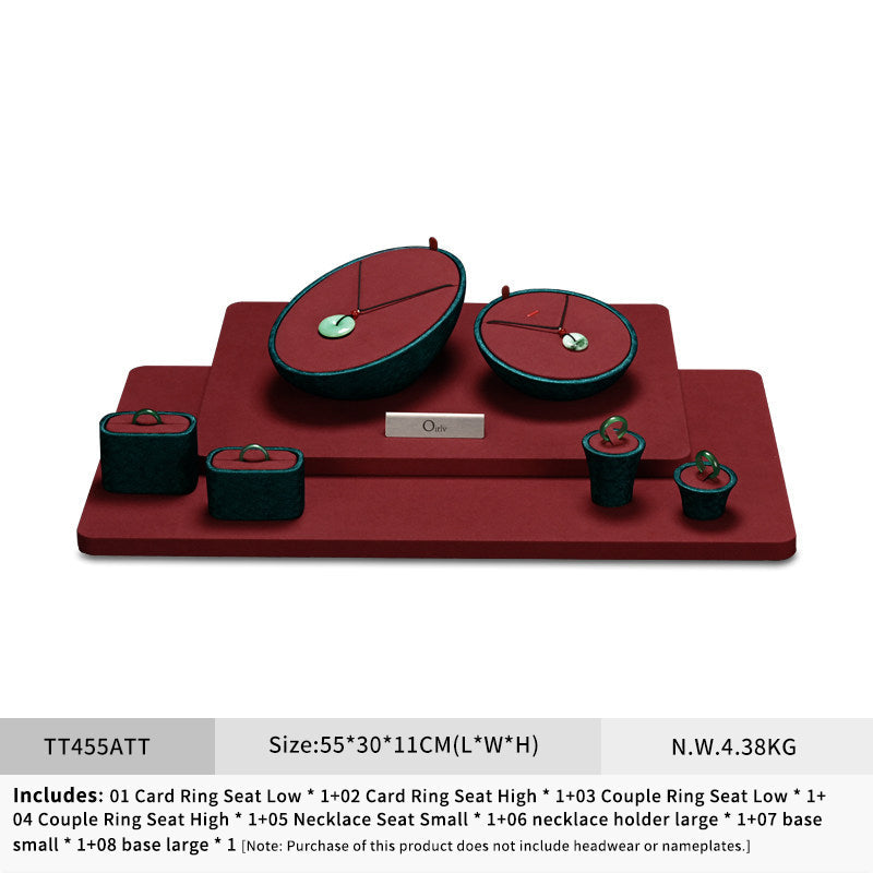 Red Leather Microfiber Jewelry Display Set