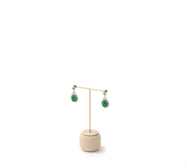 Beige Leather Microfiber Jewelry Display Set