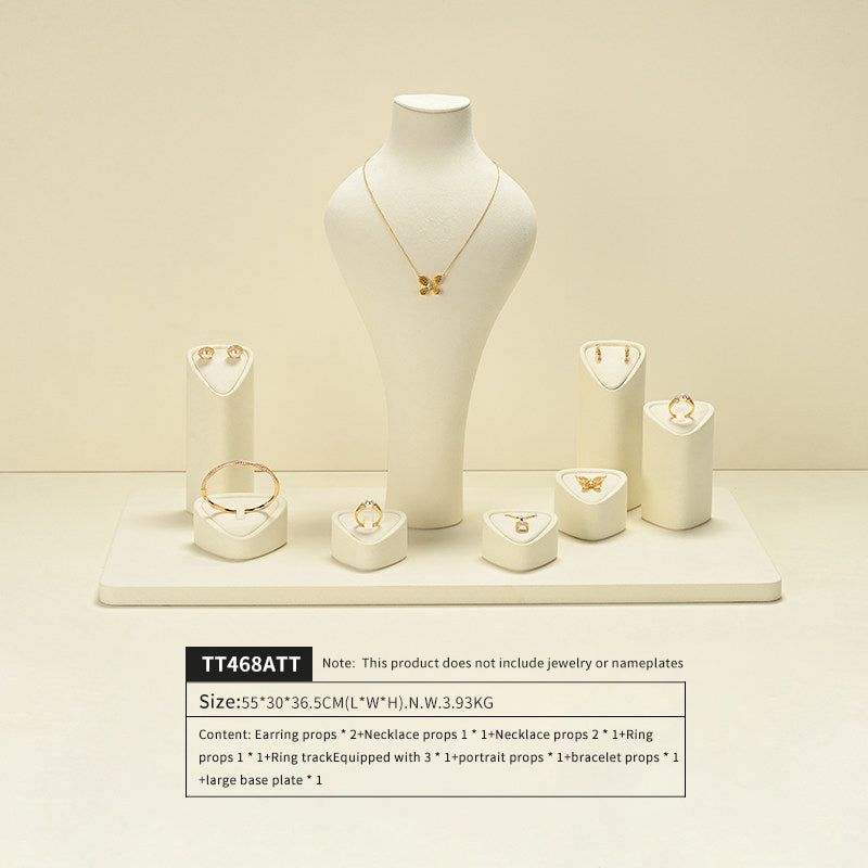 Beige Microfiber Jewelry Display Set