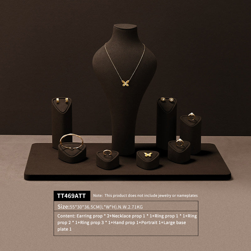 Coffee Microfiber Jewelry Display Set