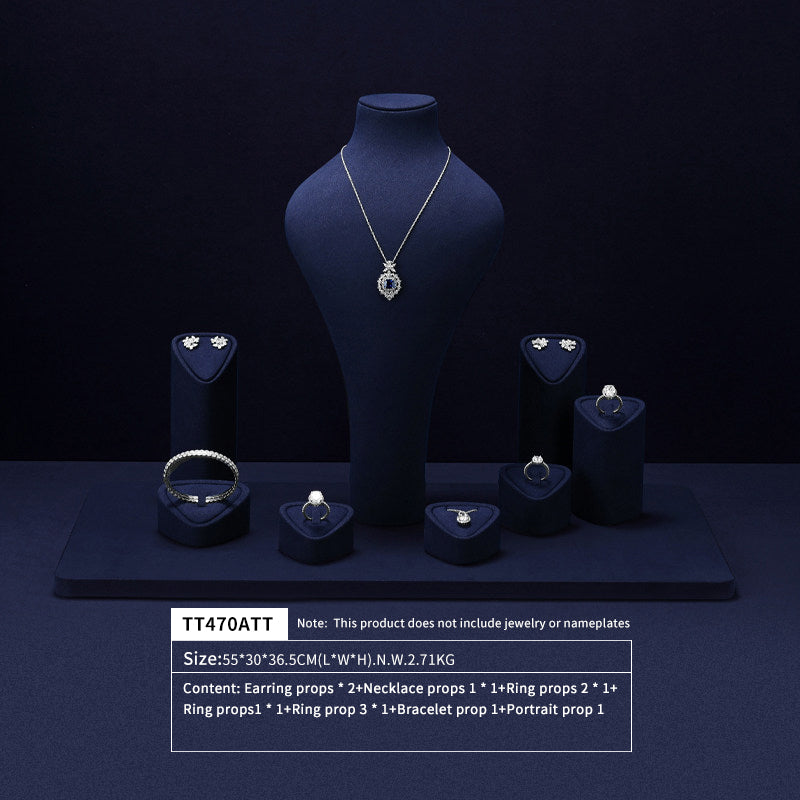 Blue Microfiber Jewelry Display Set