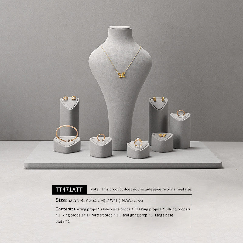 Gray Microfiber Jewelry Display Set