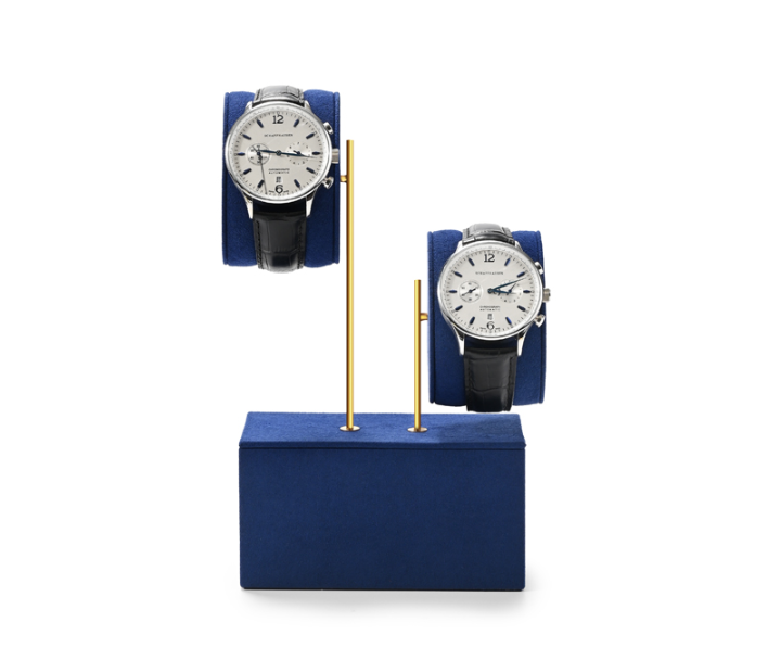 Blue Microfiber Metal Watch Display Stand