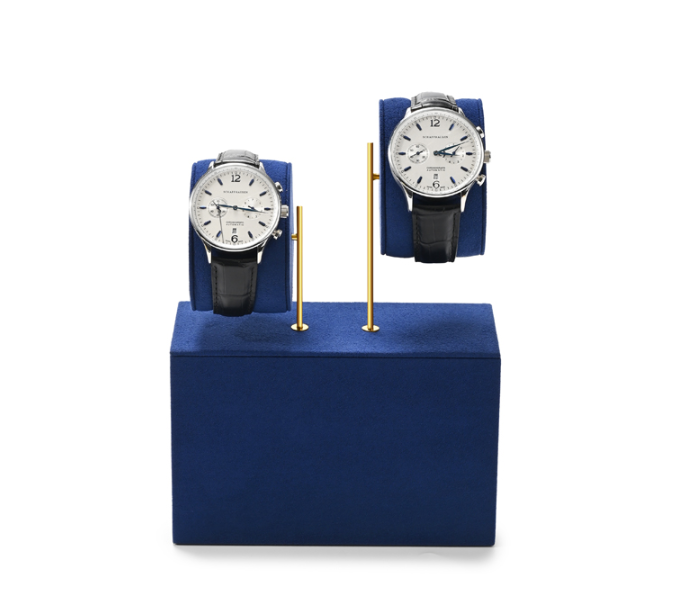 Blue Microfiber Metal Watch Display Stand