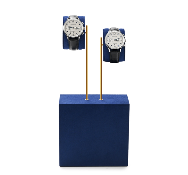 Blue Microfiber Metal Watch Display Stand