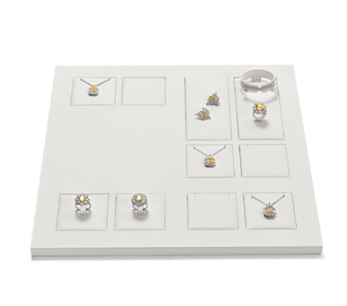 White Leather Metal Jewelry Display Set