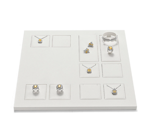 White Leather Metal Jewelry Display Set