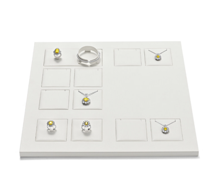 White Leather Metal Jewelry Display Set