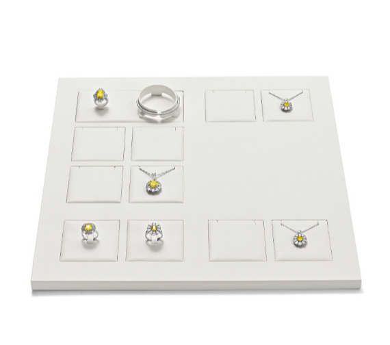 White Leather Metal Jewelry Display Set